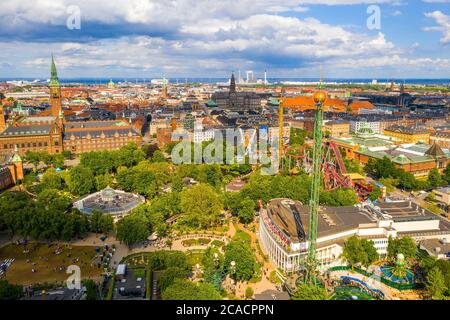 Aerial view of the Tivoli Gardens amusement park in Copenhagen, Denmark Stock Photo