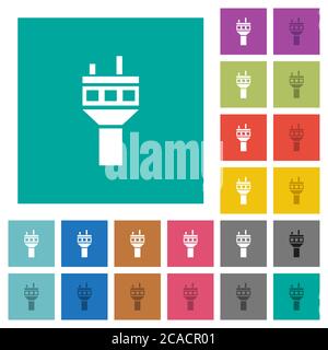 Air control tower multi colored flat icons on plain square backgrounds. Included white and darker icon variations for hover or active effects. Stock Vector