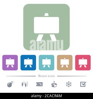 Blackboard white flat icons on color rounded square backgrounds. 6 bonus icons included Stock Vector