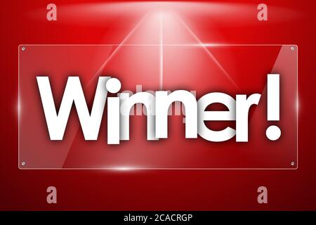 winner word in transparent glass shapes Stock Photo