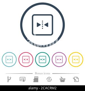 Mirror object around vertical axis flat color icons in round outlines. 6 bonus icons included. Stock Vector