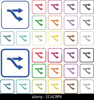 Fork color flat icons in rounded square frames. Thin and thick versions included. Stock Vector