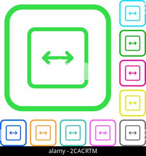Adjust object width vivid colored flat icons in curved borders on white background Stock Vector