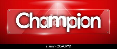 champion word in transparent glass shapes Stock Photo