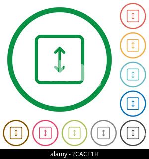 Adjust object height flat color icons in round outlines on white background Stock Vector