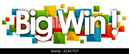 BIG Win word in colored rectangles background Stock Photo