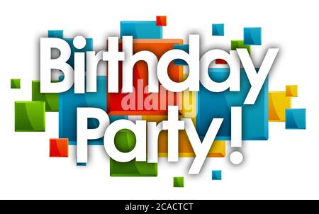 Birthday party word in colored rectangles background Stock Photo