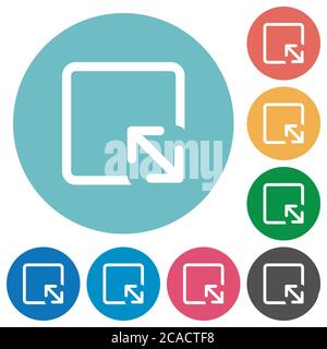 Resize object flat white icons on round color backgrounds Stock Vector