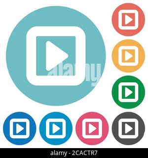 Toggle right flat white icons on round color backgrounds Stock Vector