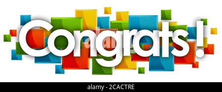 Congrats word in colored rectangles background Stock Photo