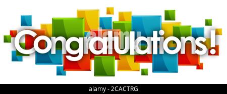 congratulations word in colored rectangles background Stock Photo