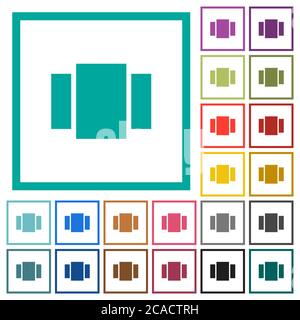 View carousel flat color icons with quadrant frames on white background Stock Vector