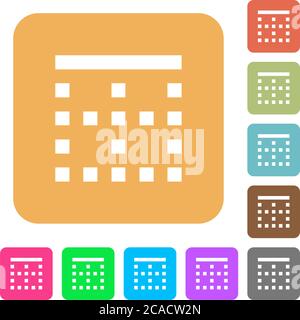 Top border flat icons on rounded square vivid color backgrounds. Stock Vector
