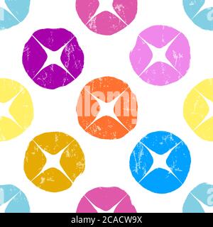 seamless background pattern, with circles, vintage/retro style, on white Stock Vector