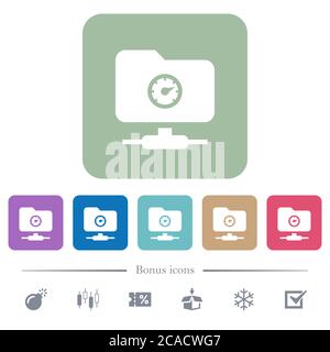 Fast FTP white flat icons on color rounded square backgrounds. 6 bonus icons included Stock Vector
