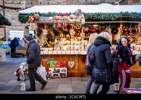 Christmas Market, Bassano del Grappa, Italy, December 2019 Stock Photo