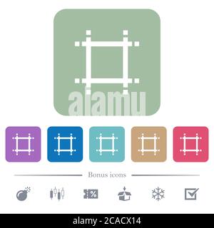 Adjust canvas size white flat icons on color rounded square backgrounds. 6 bonus icons included Stock Vector