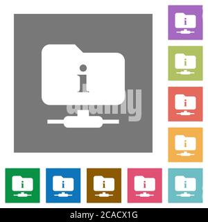 FTP information flat icons on simple color square backgrounds Stock Vector