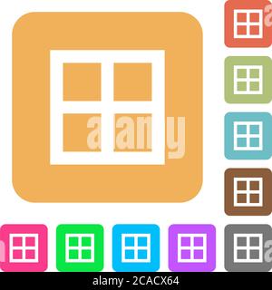 All borders flat icons on rounded square vivid color backgrounds. Stock Vector