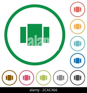 View carousel flat color icons in round outlines on white background Stock Vector