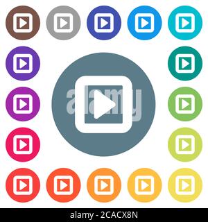 Toggle right flat white icons on round color backgrounds. 17 background color variations are included. Stock Vector
