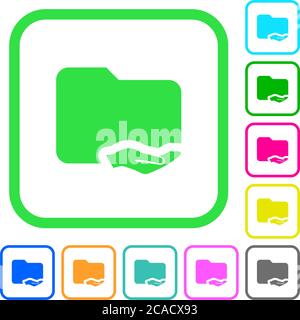 Shared folder vivid colored flat icons in curved borders on white background Stock Vector