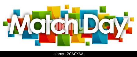 Match  word in colored rectangles background Stock Photo
