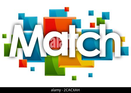 Match word in colored rectangles background Stock Photo