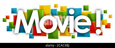 movie word in colored rectangles background Stock Photo