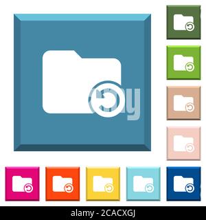 Undo directory last operation white icons on edged square buttons in various trendy colors Stock Vector