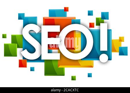 seo word in colored rectangles background Stock Photo