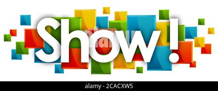 show word in colored rectangles background Stock Photo