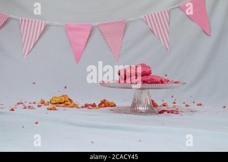 Smashed Birthday Cake Stock Photo