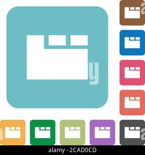 Horizontal tabbed layout active white flat icons on color rounded square backgrounds Stock Vector