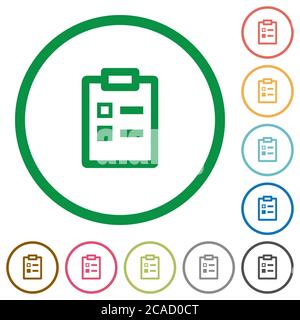 Survey flat color icons in round outlines on white background Stock Vector