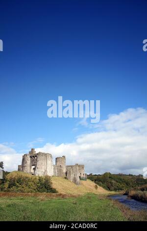 Kidwelly Castle gatehouse by the River Gwendraeth Wales Carmarthenshire UK a ruin of a 13th century medieval fort and a popular travel destination vis Stock Photo