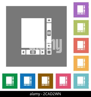 Blank document with scroll bars flat icons on simple color square backgrounds Stock Vector