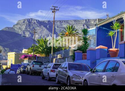 Brightly coloured green mosque in the historic neighborhood of Bo-Kaap, Cape Town, South Africa Stock Photo