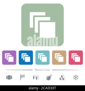 Multiple canvases white flat icons on color rounded square backgrounds. 6 bonus icons included Stock Vector