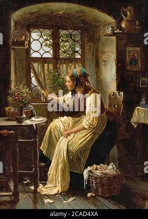 Bremen Johann Georg Meyer Von - Young Woman Looking Through a