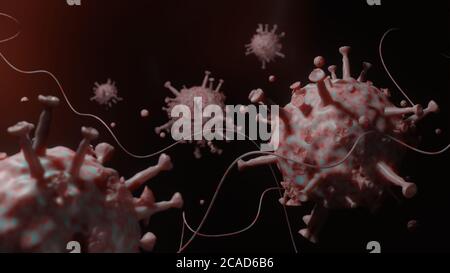 3D rendering, Coronavirus 2019-nCov novel coronavirus concept shown an simulate cell of virus in human lungs while destroy breathing system like a Mer Stock Photo