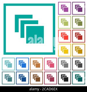 Multiple canvases flat color icons with quadrant frames on white ...