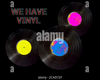 vintage vinyl record neon style Stock Photo