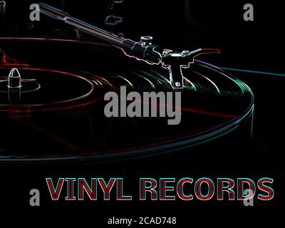 music event flyer record player neo style Stock Photo