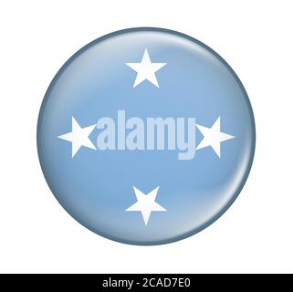 Micronesia flag icon vector illustration isolated on white background.Micronesia flag.Flag icon glossy. Stock Vector