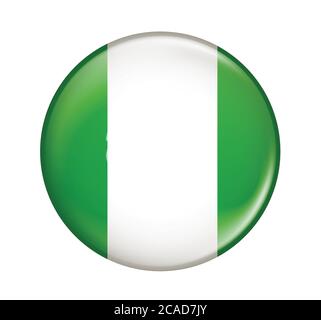 Nigeria flag icon isolated on white background.Nigeria flag.Flag icon glossy. Stock Vector