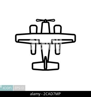 Small amphibian seaplane, plane flat vector icon. Graph symbol for travel and tourism web site and apps design, logo, app, UI Stock Vector