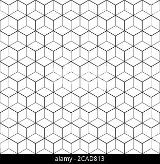 Heaxgon seamless pattern. Doubled network of thin and thick black hexagonal network on white background. Vector illustration. Stock Vector