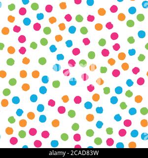 Scattered colorful brush dots. Seamless background pattern. Abstract vector wallpaper. Stock Vector