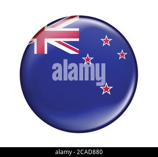 New Zealand flag icon isolated on white background.New Zealand flag.Flag icon glossy. Stock Vector